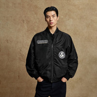 杰克·琼斯(JACK&JONES)男装棉服时尚毛巾刺绣贴布棒球领廓形休闲保暖外套上衣225309007 黑色BLACK XL (185)