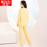 红豆（Hodo）【棉】春秋圆领全棉套头女士长袖睡衣印花纯棉舒适家居服 柠檬黄 L 170/92A