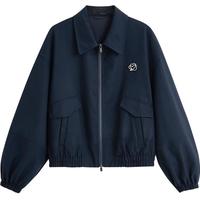 茵曼复古休闲翻领拉链夹克外套2025秋季女装百搭宽松短款上衣 深蓝色 L