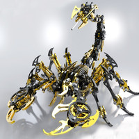 龙零不锈钢机械蝎子积木金属拼装模型3D拼图成人高难度组装玩具礼品男 黑金色限定蝎-不锈钢拼装零件包