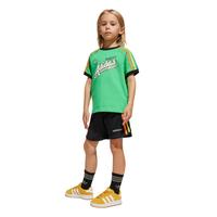 adidas男女小童经典运动短袖套装儿童夏季阿迪达斯三叶草 绿色/黑色 104