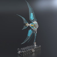 龙零不锈钢机械蝎子积木金属拼装模型3D拼图成人高难度组装玩具男 游任有鱼标准版】蓝42cm零件528