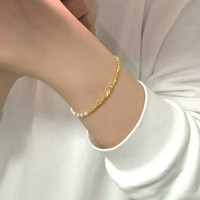 花饰庄园碎金子珍珠半镯半链女款手链小众轻奢精致气质甜美手环 碎金子珍珠手链