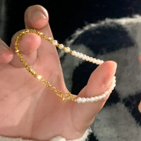 花饰庄园 碎金子珍珠半镯半链女款手链小众轻奢精致气质甜美手环 碎金子珍珠手链