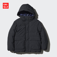 优衣库童装男童女童高性能复合连帽外套/保暖厚衣服473309 09 黑色 110 110cm