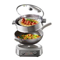 美的（Midea）钛陶电炒锅 电蒸锅电煮锅炒菜分体式家用多功能一体电火锅 5.5L多用途锅HCG3218S配蒸笼 