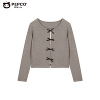 小猪班纳女童春秋假两件打底上衣2025设计感气质长袖修身对开上衣 绒羽灰 120 *身高110-120cm