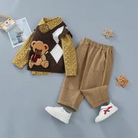 小猪响当当 XZXDD 男童花衬衫马甲三件套婴幼童气质休闲套装儿童长裤百搭