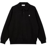 杰克·琼斯（JACK&JONES）25年秋季男装宽松肌理感翻领上衣运动休闲卫衣男长袖打底衫 E40 黑色 L 180