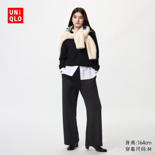 优衣库 女装直筒裤/内里摇粒绒479695 09 黑色
