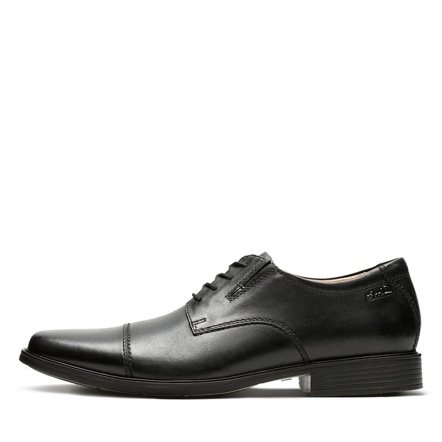 PLUS会员：Clarks 其乐 男士 Derby 系带鞋 黑色皮革 41 EU 宽版