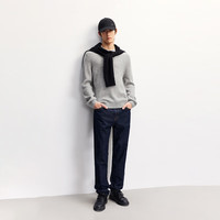 杰克·琼斯（JACK&JONES）男装秋季毛衣针织衫纯色可机洗羊毛面料通勤长袖上衣225313029 C41珍珠花灰 M （175）