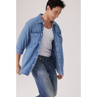 Levi'sevi's李维斯25年新款男士ins风美式复古水洗做旧休闲牛仔衬衫