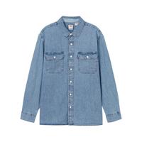 Levi's 25年男士ins风美式复古水洗做旧休闲牛仔衬衫 窃蓝色 XL
