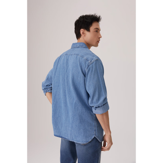 Levi'sevi's李维斯25年新款男士ins风美式复古水洗做旧休闲牛仔衬衫