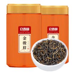 立香园 节日送礼金骏眉红茶武夷山特产茶叶蜜香型新茶袋装礼物罐装口粮茶 125克*2罐配礼袋