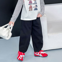 图图小象女童裤子2025秋装儿童春秋女孩校服童装运动裤中大童休闲卫裤 黑色 160 身高约160cm