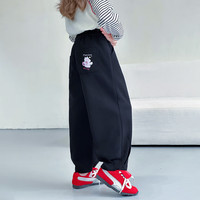 图图小象女童裤子2025秋装儿童春秋女孩校服童装运动裤中大童休闲卫裤 黑色 140 身高约140cm