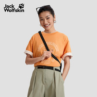 Jack Wolfskin狼爪T恤男女款春夏运动户外半袖舒适干爽透汽休闲轻跑短袖体恤 3471/暖杏黄 3XL 185/112A