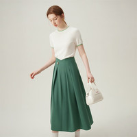 范思蓝恩设计感气质半身裙2024春高腰显瘦A字裙子24FS11282 绿色 L