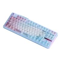 狼蛛（AULA）F87Pro无线客制化机械键盘无线蓝牙有线三模全键热插拔gasket电竞游戏办公键盘 粉蓝冰璃 冰羽轴