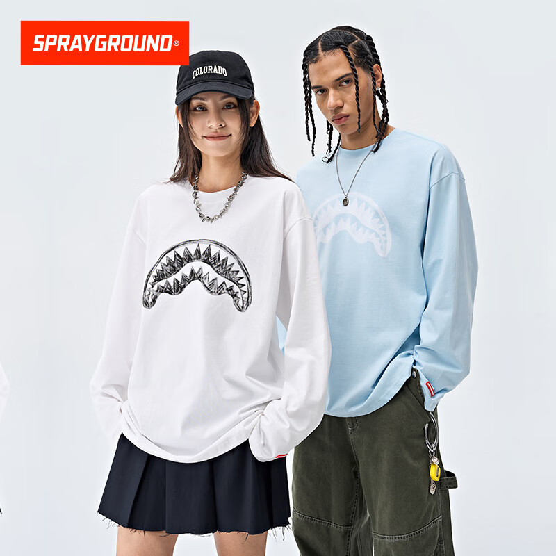  SPRAYGROUND 涂鸦鲨鱼嘴 长袖T恤