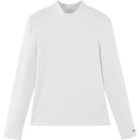 初语舒绒保暖长袖t恤女2024秋冬半高领修身创意刺绣打底衫 米白色 S