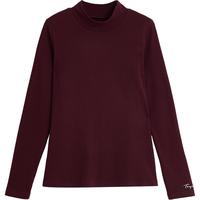 初语舒绒保暖长袖t恤女2024秋冬半高领修身创意刺绣打底衫 安可拉红 S