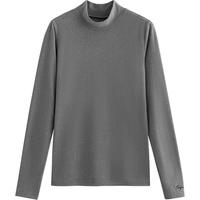 初语舒绒保暖长袖t恤女2024秋冬半高领修身创意刺绣打底衫 苍灰色 XL