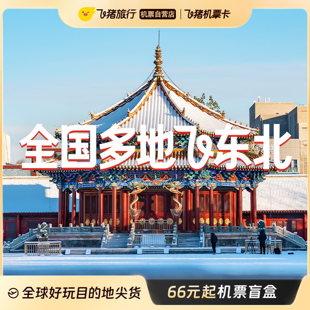[全国多地飞东北]199特价机票卡美食地图机票盲盒随心飞多地