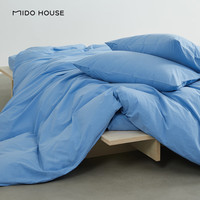 MIDO HOUSE铭都A类床上四件套纯棉全棉2025纯色水洗棉被套床单床笠床品 琉璃蓝【100%全棉-水洗工艺】 1.8m 床笠款 (被套220*240cm)