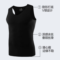 雅鹿3件装背心男夏季冰丝薄款修身大码运动打底无痕宽肩透气汗衫 灰+灰+黑 2XL