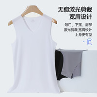 雅鹿3件装背心男夏季冰丝薄款修身大码运动打底无痕宽肩透气汗衫 白+白+灰 3XL