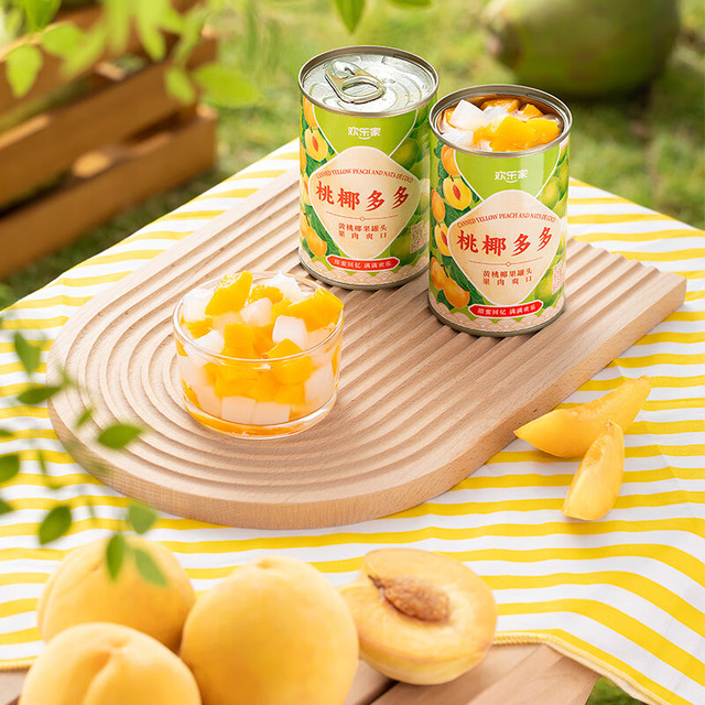 欢乐家 桃椰多多黄桃椰果罐头425g*4罐