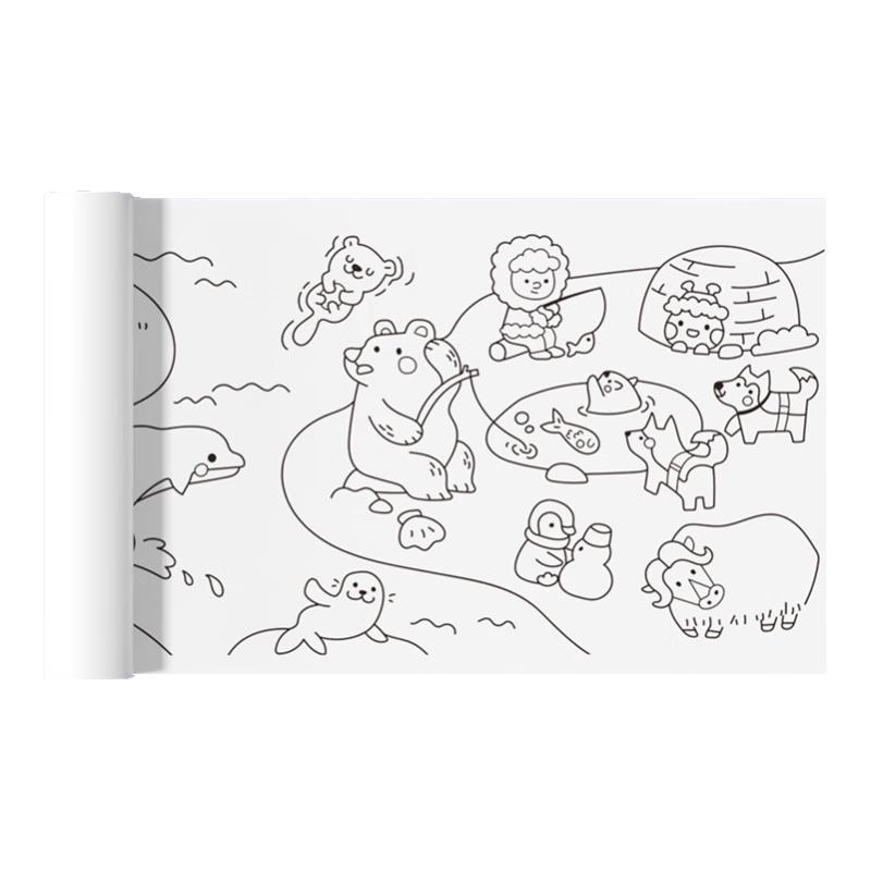美乐童年随心贴可贴墙画纸儿童涂色绘本超大涂鸦画卷描红本幼儿园图画本