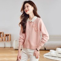 子牧棉麻 女士翻领针织开衫外套