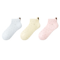 白色后跟可爱袜子女夏季薄款点子纱中短筒袜提耳波点纯色棉袜女袜