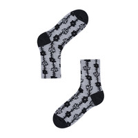 【任选109元3双】AR复古浮雕小花亮光丝短袜2025日系玛丽珍短筒袜