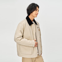Lee 秋冬舒适版 撞色翻领拉链工装 大口袋设计男款夹克棉服外套 卡其色