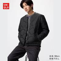优衣库 男装/男女同款高级轻型羽绒便携式茄克/弧形压线外套夹克480949 480949/09黑色 L /175/100A