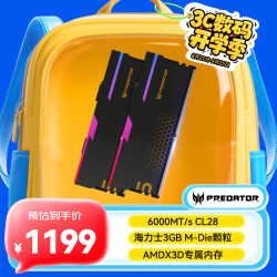 宏碁掠夺者 48G(24G×2)套装 DDR5 6000频率 台式机内存条 Hermes冰刃系列 RGB灯条(C28)
