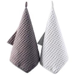 初舍 华夫格抹布 30*30cm 4条 白色2条+咖色2条 吸水不易掉毛