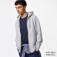 优衣库男装/男女同款连帽拉链运动开衫长袖外套休闲卫衣479800 05 天灰色 XS /160/76A
