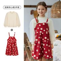  follow me/富罗迷 甜美波点 女童吊带裙套装