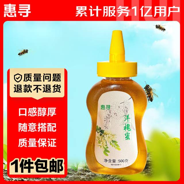 惠寻 京东自有品牌 洋槐蜜 500g 成熟洋槐蜜 尖嘴挤压式瓶装更方便