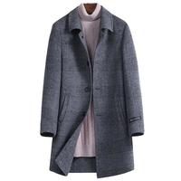 罗蒙【绵羊毛可脱卸羽绒内胆】毛呢大衣男中长款加厚保暖外套 灰色 L (175)