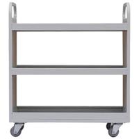 钱柜钢制三层平板书车图书馆档案室书店移动小手推车书架带护边