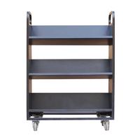 钱柜钢制三层V型书车学校图书馆档案室移动书架小手推车炫酷黑色 三层V型-黑色A款