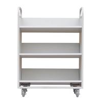 钱柜钢制三层双面W型书车图书馆档案室移动手推车书架小推车 三层W型