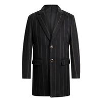 杉杉 轻奢黑金羊毛大衣男冬款商务条纹上衣